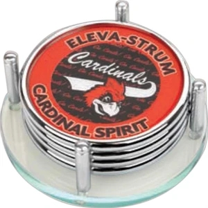 Westminster - 4 Piece Polished Silver Coaster Set On Handsome Glass Base