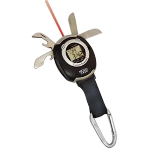 Survivor - Black And Silver Carabiner Stopwatch With Clock, Alarm, And Red Led Light