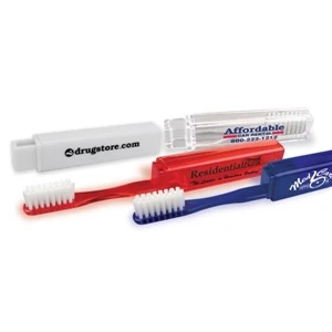Traveler's Plastic Toothbrush, Easy To Carry, Medium Soft White Bristles