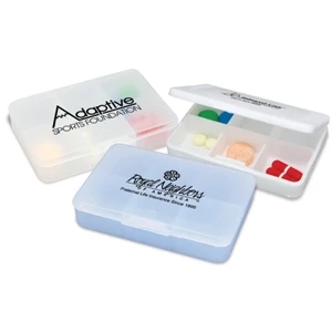 Tablet Tote Pill Box With Six Larger Compartments And Snap-tight Lid, Easy To Carry