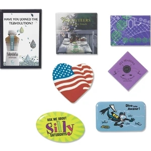 2 1/2" - Square Laminated Celluloid Button With Cardboard Back And Safety Pin