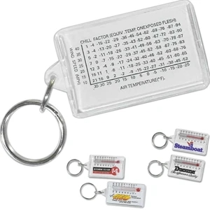 Key Holder/zipper Pull With Built In Thermometer And Back Side Wind Chill Chart