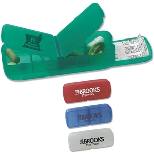 Pill Box With Storage. Four Compartment Pill Box With Slide Storage Compartment