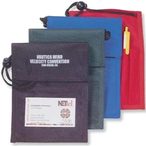 Nylon Badge Holder With 2 Front Pockets, 2 Back Pockets, And Adjustable Cord