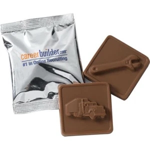 Nelson - 3-day Rush Service - Square Molded Kosher Chocolate With 3-d Design In Bag