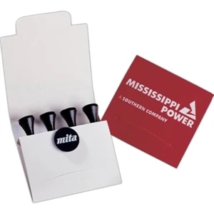 Pebble - 3 Working Days - Four Biodegradable Golf Tees And Ball Marker Set In Matchbox Cover