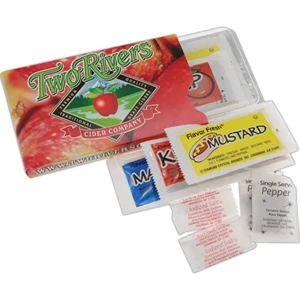 Flavorelope - 5 Working Days - Condiment Packets In A Silver Dispenser Wrapped With An Imprinted Envelope