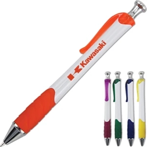 Oasis - Curvaceous Retractable Click Pen With Matching Clip And Rubber Grip