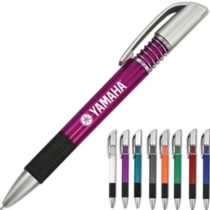 Bowie - Unique Spring Action Retractable Click Pen With Black Rubber Grip