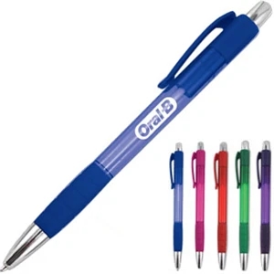 Katy - Translucent Barrel Retractable Click Pen With Chrome Tip And Plunger