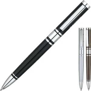 Solid Brass Ballpoint Pen With Chrome Accents And Twist Action Mechanism