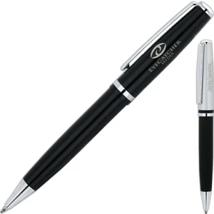 Twist Action Ballpoint Pen With Chrome Trim And Solid Brass Cap And Barrel