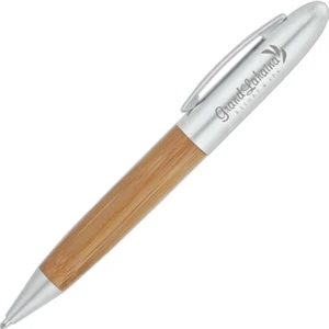 Eco-lifestyle (tm) - Bamboo And Brass Barrel Ballpoint Pen With Matte Silver Cap And Clip