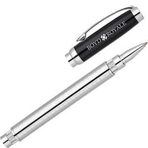 Bettoni (r) - Rollerball Pen With Magnetic Cap Off Design And Grid Line Chrome Barrel