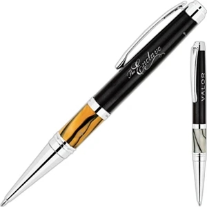 Bettoni (r) - Ballpoint Pen With High Gloss Marble Design, Black Lacquer Finish And Chrome Accent