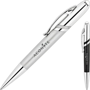 Bettoni (r) - Accented Ballpoint Pen With Diagonal Stripe Design And Curved Chrome Clip