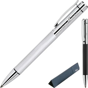 Bettoni (r) - Twist Action Ballpoint Pen With Columned Barrel Brass Body And Chrome Cap