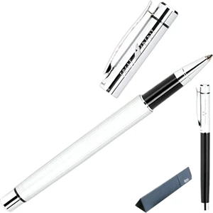 Bettoni (r) - Rollerball Pen With Columned Barrel Brass Body And Chrome Cap