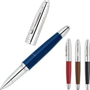 Bettoni (r) - Roller Ball Pen With Solid Brass Cap And Genuine Leather Barrel
