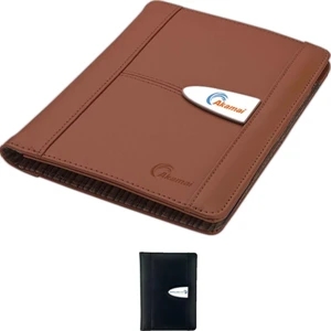 Genuine Leather Junior Size Folio With Interior Mesh Pocket And Elastic Pen Loop