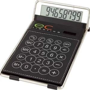 Eco-lifestyle (tm) - Classic Desk Calculator With White Contrast Stitching And Chrome Rail Trim