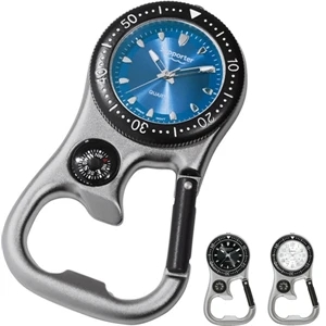 Unisex Pocket Watch With Rotating Bezel, Sunray Dial, Compass And Bottle Opener
