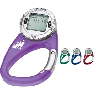Four Function Rotating Watch Carabiner; Timer, Calendar, Countdown And Temperature