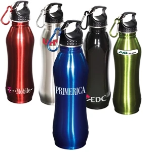 Curvy 24 Oz. Stainless Steel Bpa Free Bottle With Screw Top Easy Carry Lid