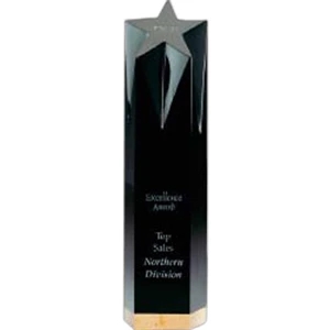 Jaffa (r) Collection - Large Black Optical Crystal And Gold Marble Shooting Star Award