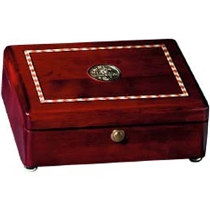 Jaffa (r) Collection - Rosewood Inlaid Rectangular Box With Tan Felt Lining And Medallion