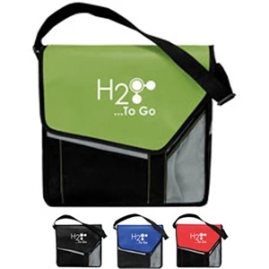 Slant Flap Messenger Bag With Front Flap And Slip Pocket With Hook & Loop Closure