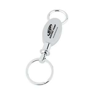 Satin Finish Metal Body, Pull-apart Key Tag For Valet. 2 1/8" X 1 1/8" Dia