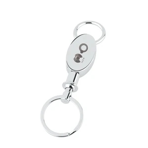 Polished Chrome Metal Body, Pull-apart Key Tag For Valet. 2 1/8" X 1 1/8" Dia