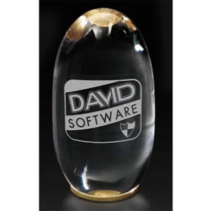 Gemstone - Optical Crystal Award With Brass Base Accent, 2" X 3 3/4" X 2"