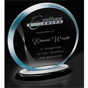 Corona - Polished Starphire Glass Award With Black Crystal Base, 2 1/2 Lbs