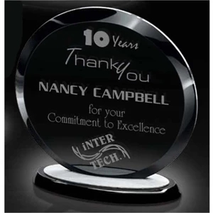 Corona Ii - Polished Black Glass Award With Black Crystal Base, 2 1/2 Lbs