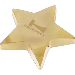 Starbright I - Gold Plated Star Shaped Zinc Alloy Paperweight With Pouch, 13 Oz