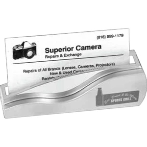 Regina - Matte/polished Silver Plated Zinc Alloy Card Holder, 4" X 1" X 1 1/4"