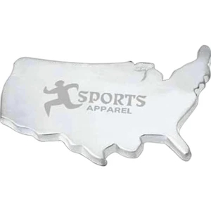 Mapweight - Matte Silver Plated Zinc Alloy Map Weight In The Shape Of Usa With Pouch