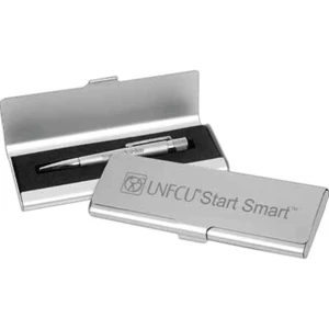Lawson - Polished/matte Silver Plated Zinc Alloy/matte Aluminum Pen With Case