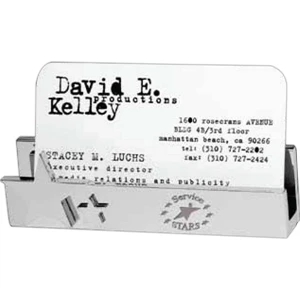 Stars - Polished Silver Plated Zinc Alloy Card Holder, 3 7/8" X 1" X 3/4"