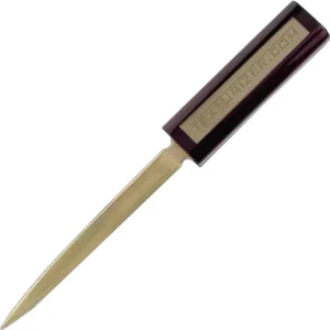 Brentwood - Letter Opener With Plate, Made Of Cherry Regalwood And Gold Plated Brass Blade