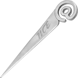 At Symbol Shaped Satin Silver Plated Zinc Alloy Letter Opener With Pouch