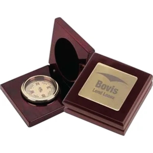 Commander - Compass Presentation Set Made Of Cherry Regalwood/gold Plated Zinc Alloy