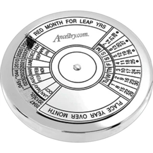 Centennial - Polished Silver Plated Brass Perpetual Calendar, 4" Diameter X 3/8"