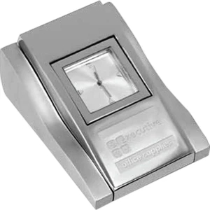 Regina - Matte/polished Silver Plated Zinc Alloy Timepiece, 2 1/4" X 3 1/8" X 1 1/2"