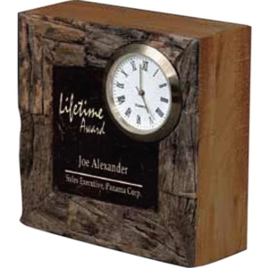 Woodlands - Eco-friendly Recycled Wood/natural Brown Crackled Coconut Shell Clock