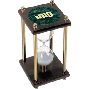 The Aristocrat - Sand Timer Made Of Green Marble/walnut, Approximately 15 Minutes