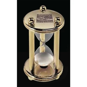 Designer Gallery - Gold Plated Brass Sand Timer, Approximately 5 Minutes, 2 3/4" Diameter X 4"