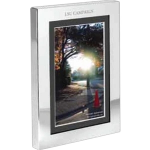 Borda - Silver Plated Zinc Alloy Photo Frame Gray Matte Border, Holds A 3 1/2" X 5" Image